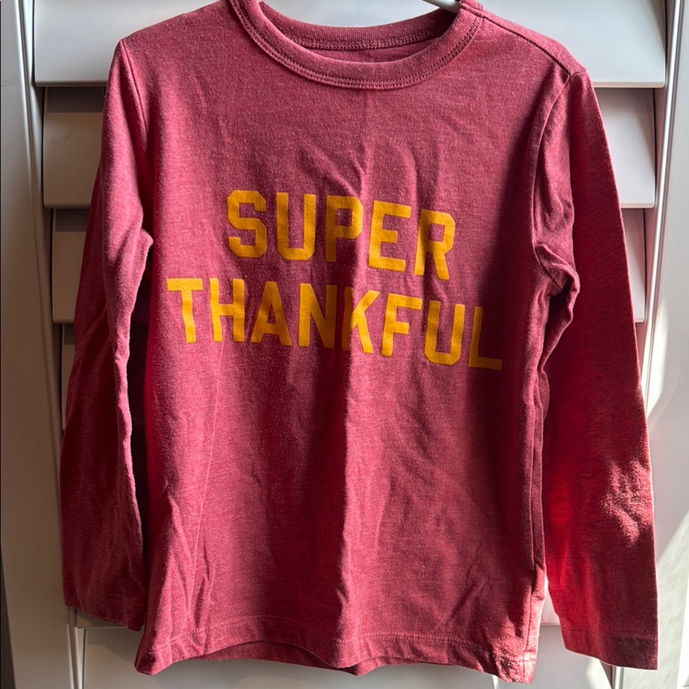Crewcuts Red and Yellow Long Sleeve Tee Super Thankful